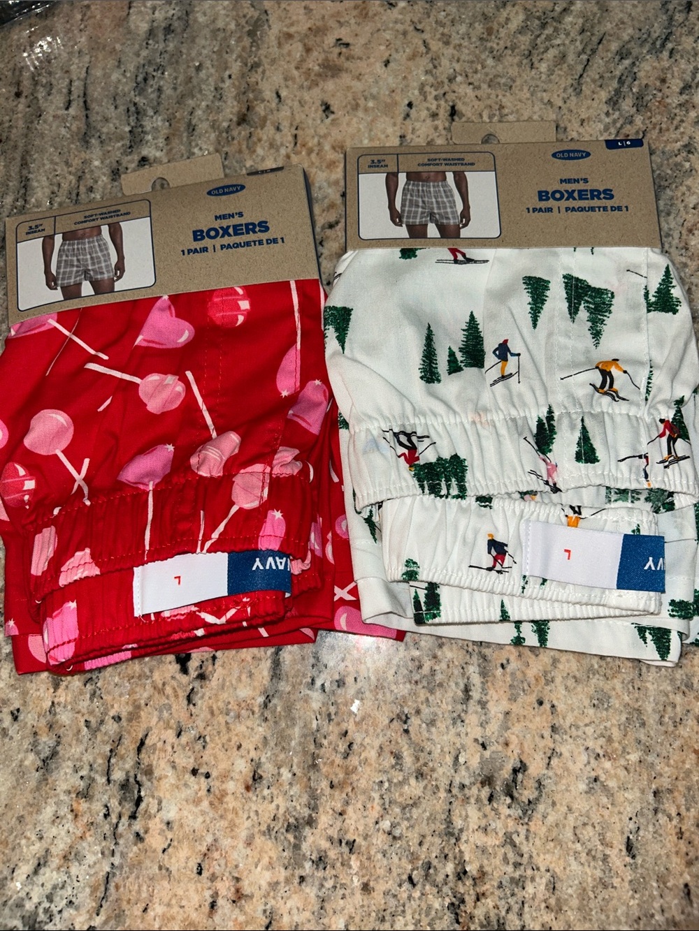 Old Navy Men's Two-Pack Boxer Briefs - Red & White Printed NWT